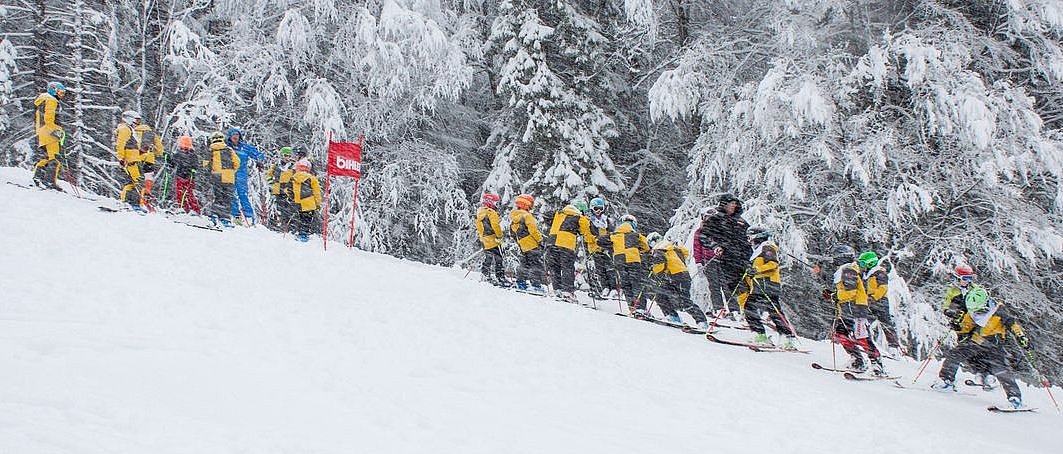 Kinder und Jugendliche des Skiclubs beim gemeinsamen Skitraining